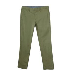 BONOBOS Manteco ITALIAN Fabric Stretch Pants Olive | SLIM Tapered | Sz: 36/32